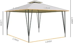Outsunny Pavillon Partyzelt Mit Doppeldach 3,45x3,45x2,68m Festzelt Gartenlaube Stahl Polyester Beige -Grünwelt Exporteren Garten-Winkel 3691bf8ddc1e384eb9de6c498c97b1d5
