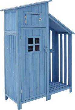 Merax Gerätehaus Gartenschrank 124x53 Cm Gerätehaus Holz Geräteschuppen Mit Spitzdach Und Einlegeböden, Blau -Grünwelt Exporteren Garten-Winkel 36e0c9453e36b221e63ee834c0433e70