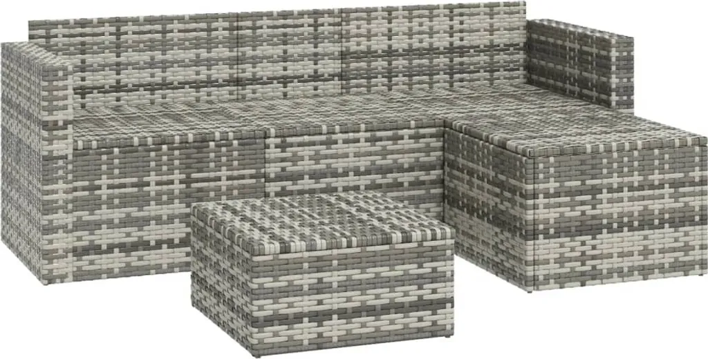 VidaXL 3-tlg. Garten-Lounge-Set Mit Kissen Grau Poly Rattan 3 VidaXL 3-tlg. Garten-Lounge-Set Mit Kissen Grau Poly Rattan – Bild 3
