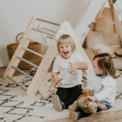 Leg&go Klettergerüst Sprossenwand Mit Rampe / Rutsche Indoor, 2in1 Kletterdreieck Sprossenwand Aus Holz, Pastell -Grünwelt Exporteren Garten-Winkel 372e289d39813bdf4a289cdcfbc261a1