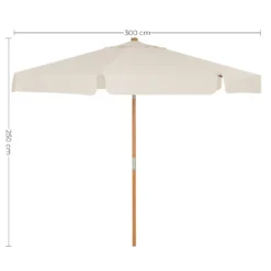 SONGMICS Sonnenschirm 300 Cm, Sonnenschutz Bis UPF 50+, Knickbar, Achteckiger, Schirmmast Und Schirmrippen Aus Holz, Ohne Ständer, Beige GPU32BE -Grünwelt Exporteren Garten-Winkel 3745ef4443e1cdf00031430a216319db