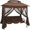 VidaXL Pavillon Umwandelbare Schaukelbank Kaffeebraun