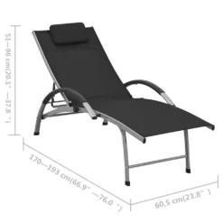 VidaXL Sonnenliege Textilene Und Aluminium Schwarz -Grünwelt Exporteren Garten-Winkel 383739f40e866774a717173608d9de3a