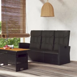 VidaXL Gartenbank Mit Liegefunktion & Kissen Schwarz 173cm Poly Rattan -Grünwelt Exporteren Garten-Winkel 3861822782517cec01ebdf894f9c58c2