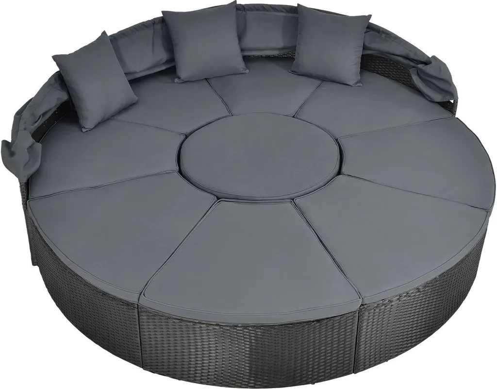 Juskys 2in1 XXL Polyrattan Sonneninsel & Sitzgruppe Puerto Plata – Set Mit Dach, Kissen, Tisch Und Hockern – Liegeinsel Lounge Wetterfest Garten 7 Juskys 2in1 XXL Polyrattan Sonneninsel & Sitzgruppe Puerto Plata – Set Mit Dach, Kissen, Tisch Und Hockern – Liegeinsel Lounge Wetterfest Garten – Bild 7