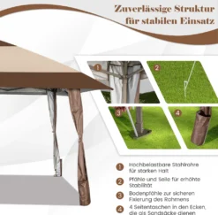 COSTWAY 4x4m Faltpavillon, Pop Up Pavillon Mit Rollen, Wasserdicht, UV-Schutz 50+, Partyzelt Gartenpavillon Für Garten Party Hochzeit Und Festival, Inkl. Mit Tragetasche -Grünwelt Exporteren Garten-Winkel 38e6f5803bd640f2dd19a0e46224742c