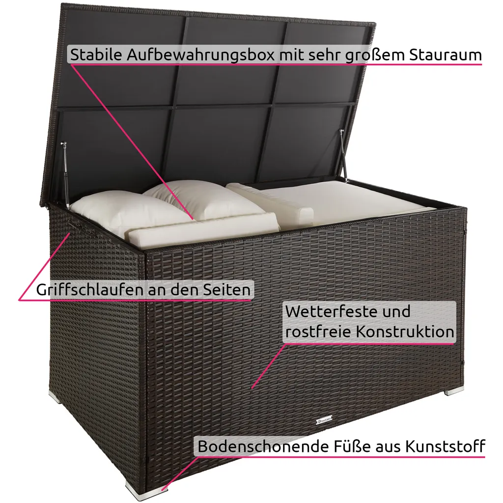 Tectake Auflagenbox Mit Aluminiumgestell Oslo, 145x82,5x79,5cm - Braun 4 Tectake Auflagenbox Mit Aluminiumgestell Oslo, 145x82,5x79,5cm - Braun – Bild 4