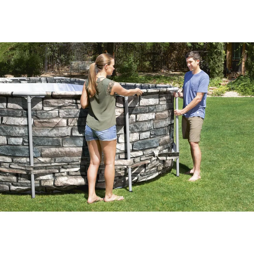 Bestway® Power Steel™ Comfort Jet Series™ Frame Pool-Set Mit Filterpumpe 610 X 366 X 122 Cm, Steinwand-Optik (Naturstein), Oval 14 Bestway® Power Steel™ Comfort Jet Series™ Frame Pool-Set Mit Filterpumpe 610 X 366 X 122 Cm, Steinwand-Optik (Naturstein), Oval – Bild 14