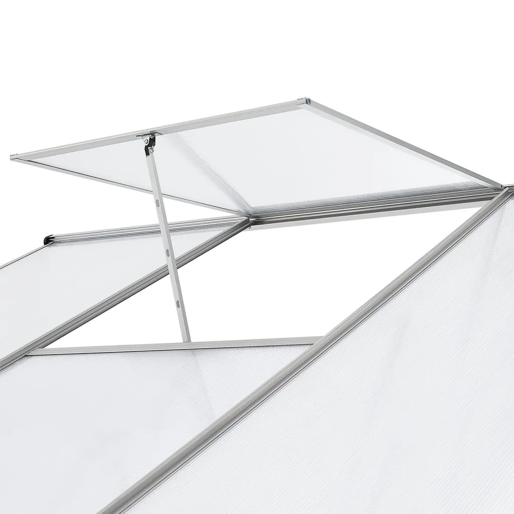 Juskys Aluminium Anlehn-Gewächshaus 2,4 M² – Treibhaus Mit Schiebetür, Fenster Zum Lüften & Stahl-Fundament – Stabiles Pflanzenhaus Für Garten 10 Juskys Aluminium Anlehn-Gewächshaus 2,4 M² – Treibhaus Mit Schiebetür, Fenster Zum Lüften & Stahl-Fundament – Stabiles Pflanzenhaus Für Garten – Bild 10