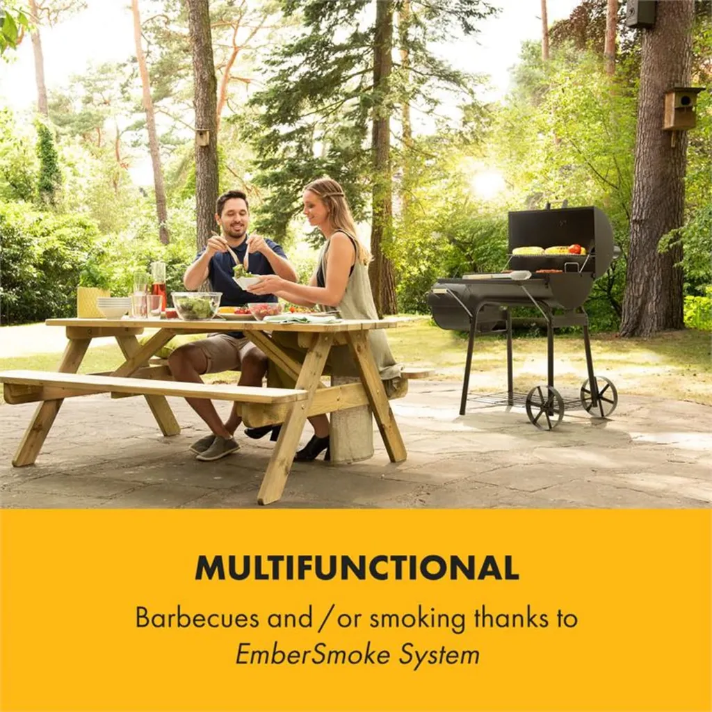 Beef Brisket Smoker Grill | Holzkohlegrill/Smoker | Rostfreie Grillroste Aus Edelstahl | Thermometer Im Deckel | 2 Große Räder 2 Beef Brisket Smoker Grill | Holzkohlegrill/Smoker | Rostfreie Grillroste Aus Edelstahl | Thermometer Im Deckel | 2 Große Räder – Bild 2