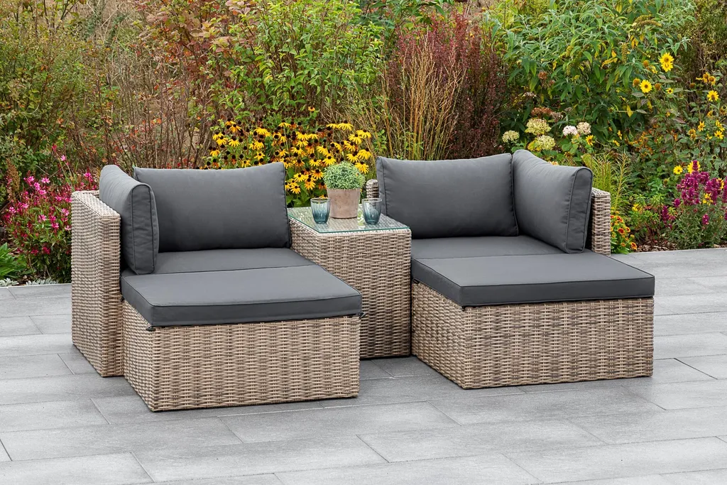 Merxx Multifunktionsset "Licosa" - Aluminiumgestell Mit Kunststoffgeflecht Naturgrau, Inkl. Kissen 1 Merxx Multifunktionsset "Licosa" - Aluminiumgestell Mit Kunststoffgeflecht Naturgrau, Inkl. Kissen