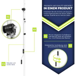 Tillvex Balkonmarkise 400 Cm Grau/Weiß Gelenkarm Markise Klemmmarkise Sonnenmarkise Balkon Ohne Bohren -Grünwelt Exporteren Garten-Winkel 3ac6aefbc731410ab77573099d8e6531