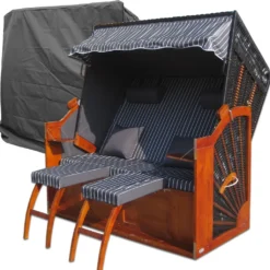 Strandkorb XXL ✔ Anthrazit ✔ Schutzhülle ✔ 2x Komplette Bezüge