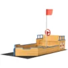 Juskys Sandkasten Käpt’n Pit - Piratenschiff Boot Aus Holz – Große Kinder Sandkiste Für Den Garten Mit Bodenplane Und Sitzbank, Outdoor Sandbox