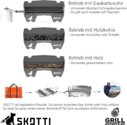 SKOTTI Gasgrill + 4 X 500g Kartusche In SET - Ready-to-go #grill.einfach.überall - Edelstahl -Grünwelt Exporteren Garten-Winkel 3be2085f0989ee157c668b19cdbf72e9