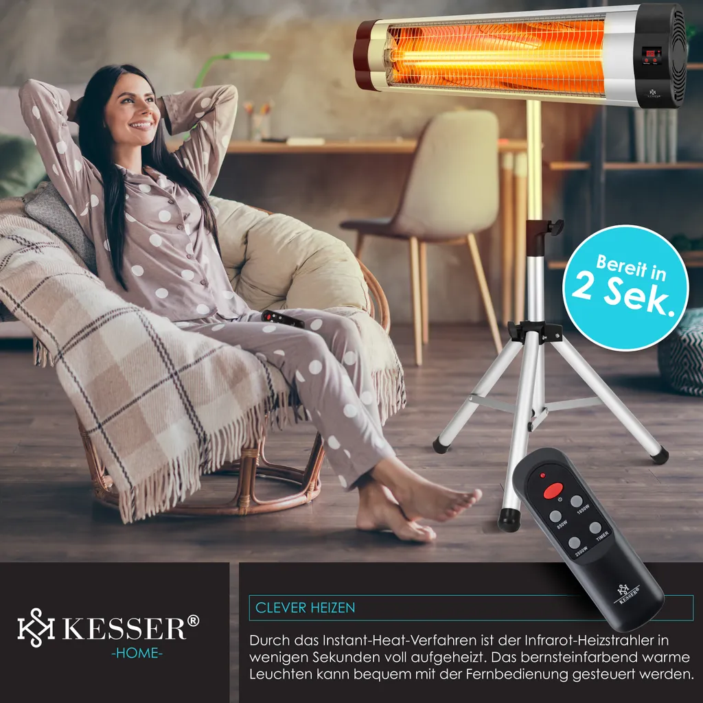 KESSER® Infrarotstrahler Heizstrahler Terrassenstrahler 2500W Mit Fernbedienung Inkl. Schutzhülle Höhenverstellbarem Teleskopstativ Wickeltischstrahler Terrassenheizer Quarzstrahler Infrarot, Leistung:2500W Mit Fernbedienung 5 KESSER® Infrarotstrahler Heizstrahler Terrassenstrahler 2500W Mit Fernbedienung Inkl. Schutzhülle Höhenverstellbarem Teleskopstativ Wickeltischstrahler Terrassenheizer Quarzstrahler Infrarot, Leistung:2500W Mit Fernbedienung – Bild 5