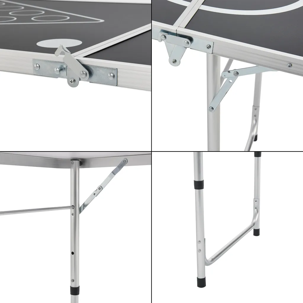 Bierpong Tisch Ibiza Beer Pong Tisch Verstellbar Und Klappbar 240x60cm Aluminium-Konstruktion Schwarz 7 Bierpong Tisch Ibiza Beer Pong Tisch Verstellbar Und Klappbar 240x60cm Aluminium-Konstruktion Schwarz – Bild 7