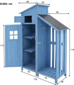 Merax Gerätehaus Gartenschrank 124x53 Cm Gerätehaus Holz Geräteschuppen Mit Spitzdach Und Einlegeböden, Blau -Grünwelt Exporteren Garten-Winkel 3d6c5874febb819f70c139bd4579c441