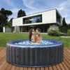 Miweba MSpa Whirlpool Comfort Bergen C-BE041 - Indoor & Outdoor-Whirlpool (Anthrazit/Blau) - Aufblasbar - 4 Personen - UV-C Filter - Anti-Frost-System - Verschließbare Poolabdeckung