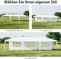 COSTWAY 3x9m Gartenpavillon Partyzelt Mit 5 Abnehmbaren Seitenwände Bierzelt UV Schutz Gartenzelt Faltpavillon Weiß -Grünwelt Exporteren Garten-Winkel 3e8fab9e50c39d2b9fae521fc0b04d49