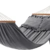 SONGMICS Hängematte, 210 X 150 Cm, Mit 2 Kissen, Bis Zu 300 Kg Belastbar, Mit 2 Holzstangen, Outdoor, Grau GDC022G01