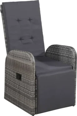 VidaXL Garten-Liegestuhl Mit Auflage Poly Rattan Grau