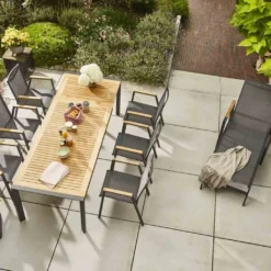 Zurigo Auszietisch 180/240x90cm Teakholz / Anthrazit -Grünwelt Exporteren Garten-Winkel 3f65a7b95279a76839e50825df88bb3d