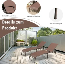 COSTWAY 2er Set Klappbare Sonnenliege, Liegestuhl Mit 5-Positionen Verstellbarer Rückenlehne, Bis 150 Kg Belastbar, 192 X 52 X 36 Cm, Gartenliege Für Pool, Garten Und Balkon -Grünwelt Exporteren Garten-Winkel 3f6ec7cab582c286f7b09b81953a50b7