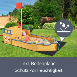Juskys Sandkasten Käpt’n Pit - Piratenschiff Boot Aus Holz – Große Kinder Sandkiste Für Den Garten Mit Bodenplane Und Sitzbank, Outdoor Sandbox -Grünwelt Exporteren Garten-Winkel 3fc31e70beb8dc1b09e597934f22adf0