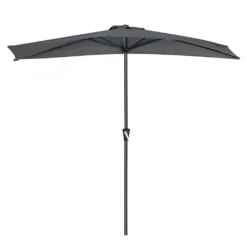 SONGMICS Sonnenschirm Ø 270cm Halbrund Sonnenschutz Bis UPF 50+ Balkonschirm Mit Kurbel Terrassenschirm Ohne Ständer Grau GPU31GY -Grünwelt Exporteren Garten-Winkel 3fc355d7fa57809d8bbb76488327ea15