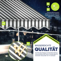 Tillvex Balkonmarkise 400 Cm Grau/Weiß Gelenkarm Markise Klemmmarkise Sonnenmarkise Balkon Ohne Bohren -Grünwelt Exporteren Garten-Winkel 400a4e6c9a4c0944717c99a0535a9423