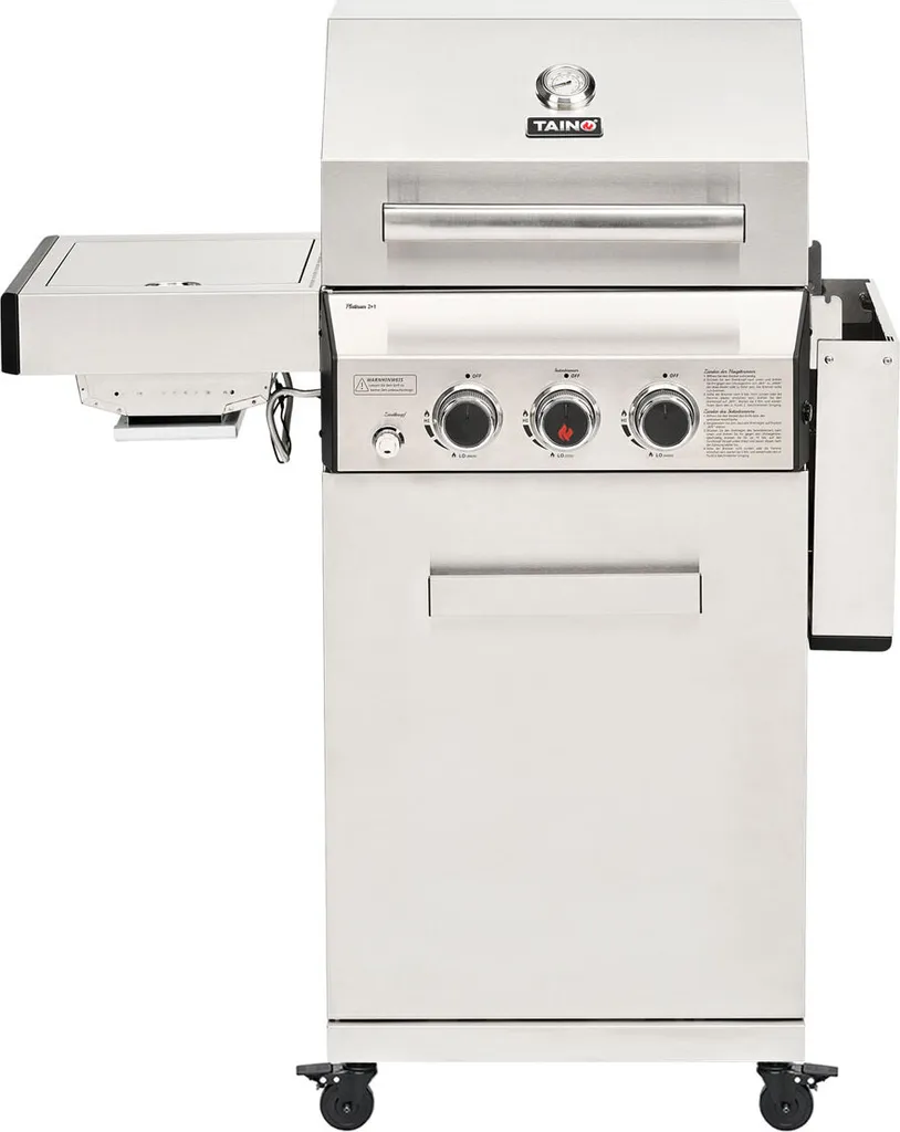 TAINO PLATINUM 2+1 Gasgrill Komplett Edelstahl 4-Brenner Silber Grillwagen BBQ Keramik-Brenner Sear-Zone 5 TAINO PLATINUM 2+1 Gasgrill Komplett Edelstahl 4-Brenner Silber Grillwagen BBQ Keramik-Brenner Sear-Zone – Bild 5