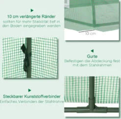 Outsunny Foliengewächshaus Mini Tunnelgewächshaus Mit Mesh Fenster, UV-beständige Frühbeet Für Garten Zur Aufzucht, PE Folie, Grün, 300 X 80 X 45 Cm -Grünwelt Exporteren Garten-Winkel 4054a2d74ae6212d91b5bc3365bb9334