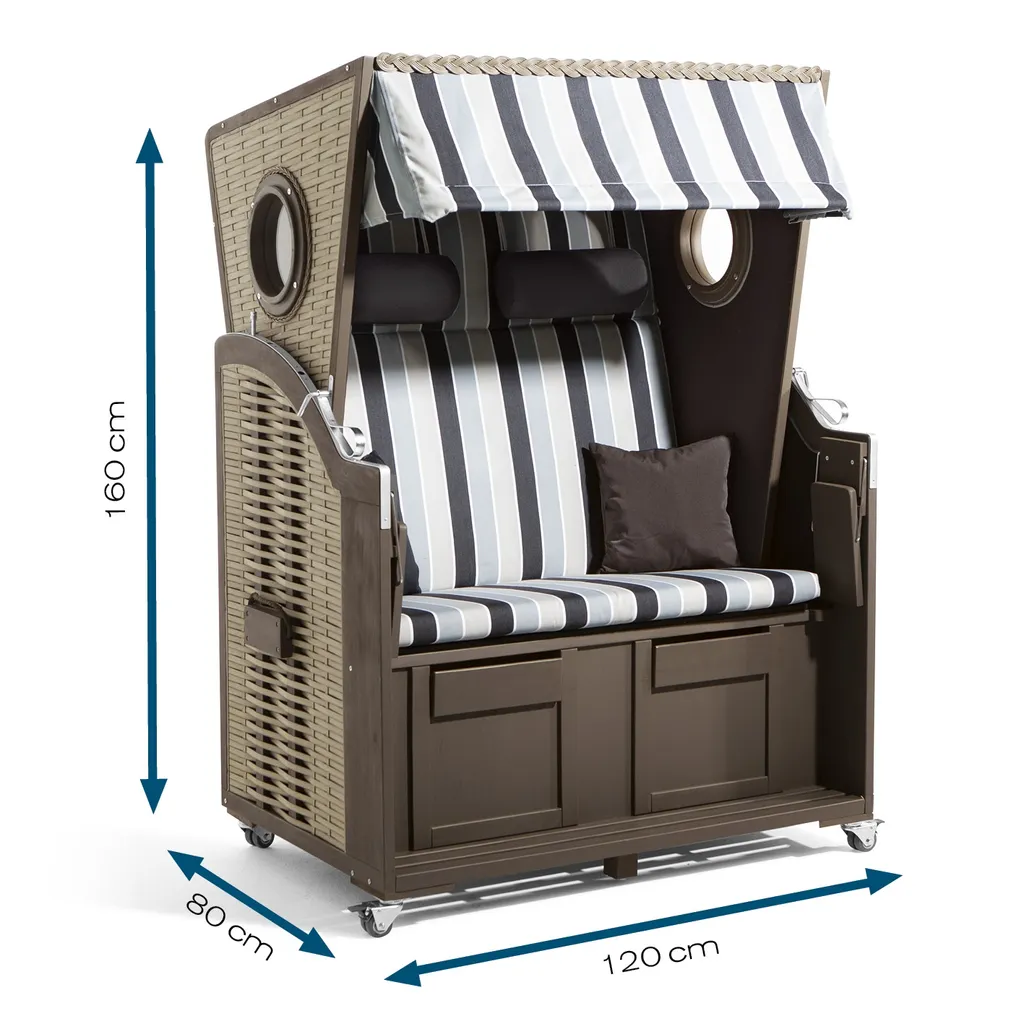 Hoberg 2-Sitzer-Strandkorb Mit Bullaugen - 120 X 80 X 160 Cm Strandkorb 2 Sitzer Holz Gartenliege Robust Hochwertig Ostsee Bullauge Vollieger 3 Hoberg 2-Sitzer-Strandkorb Mit Bullaugen - 120 X 80 X 160 Cm Strandkorb 2 Sitzer Holz Gartenliege Robust Hochwertig Ostsee Bullauge Vollieger – Bild 3