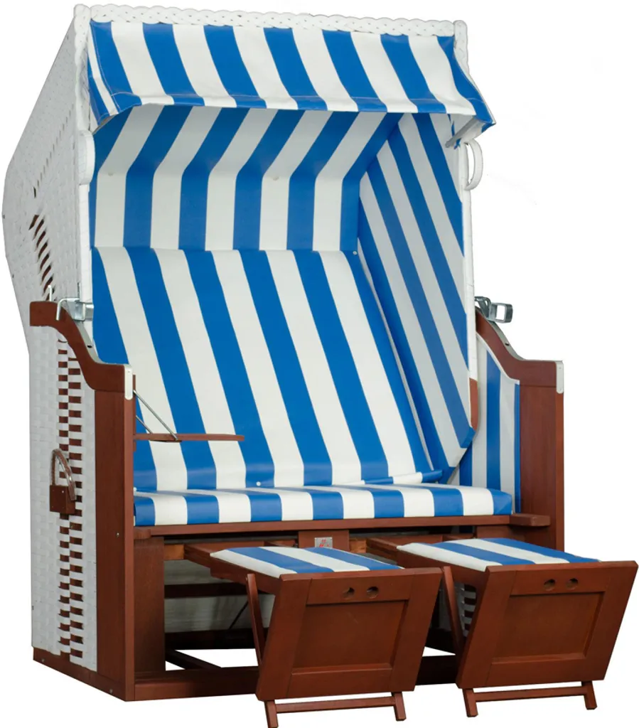 DeVries Strandkorb Profi Ostsee Fehmarn PE White Des.991 Blau- Weiß 1 DeVries Strandkorb Profi Ostsee Fehmarn PE White Des.991 Blau- Weiß