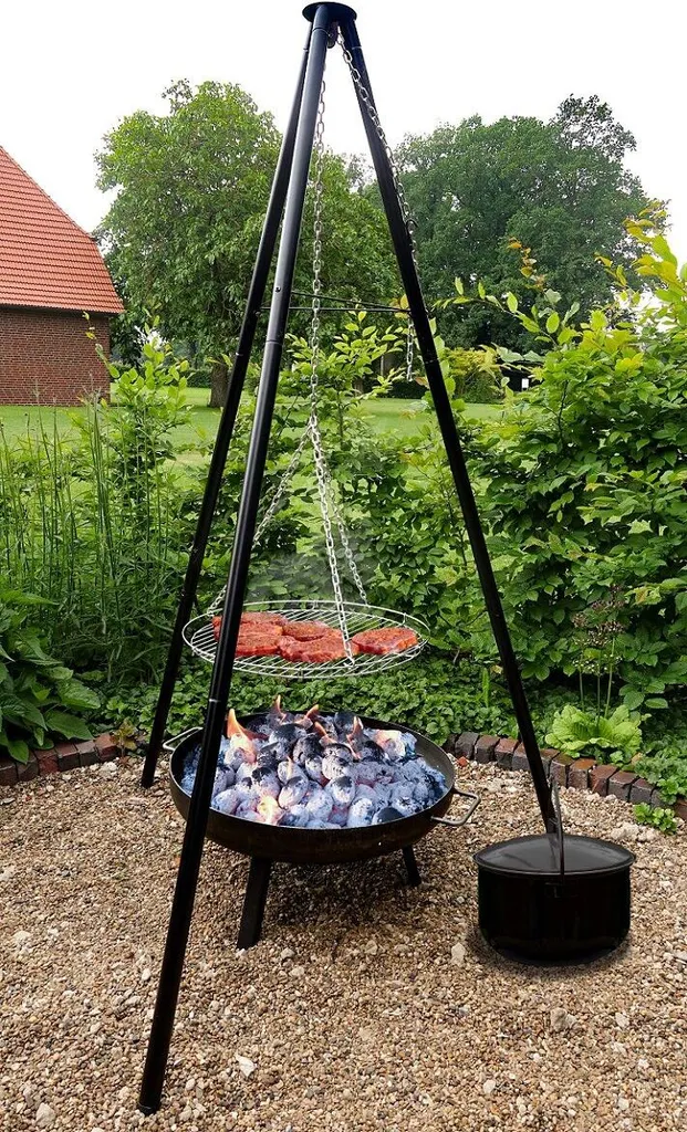 Grill Schwenkgrill Feuerschale Mit Topf Und 2 Flammlachs-Haltern 2341 14 Grill Schwenkgrill Feuerschale Mit Topf Und 2 Flammlachs-Haltern 2341 – Bild 14