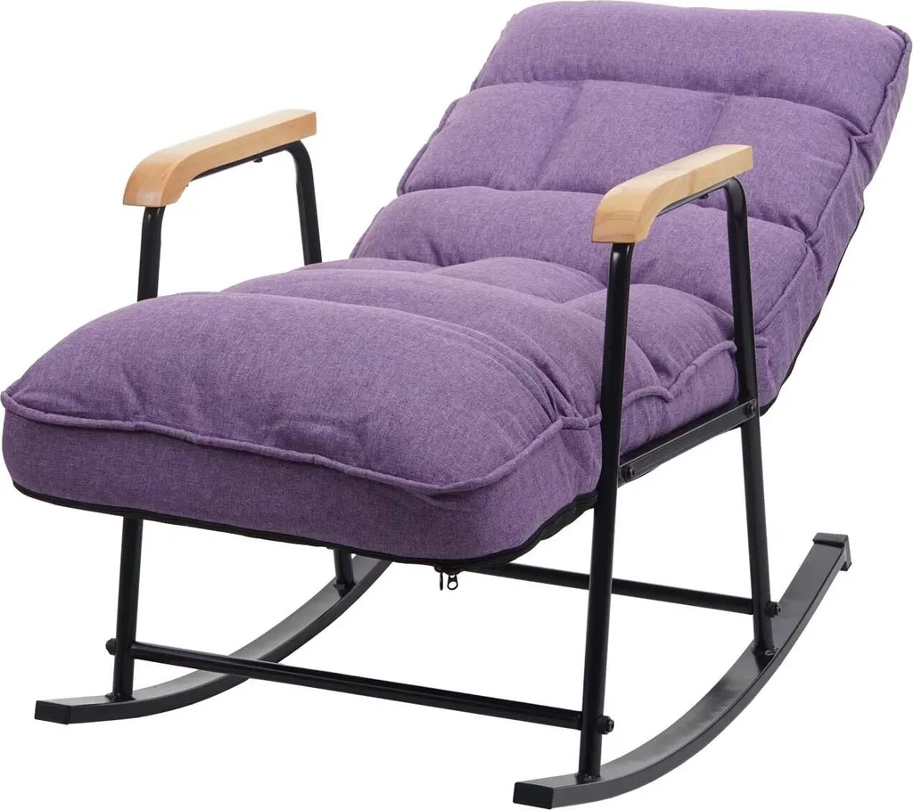 Schaukelstuhl HWC-K40, Schaukelsessel Schwingstuhl Relaxsessel, Liegefunktion Metall Stoff/Textil Lila-flieder 10 Schaukelstuhl HWC-K40, Schaukelsessel Schwingstuhl Relaxsessel, Liegefunktion Metall Stoff/Textil Lila-flieder – Bild 10