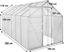 Zelsius Aluminium Gewächshaus SET, 380 X 190 Cm, Inkl. Fundament 9 Zelsius Aluminium Gewächshaus SET, 380 X 190 Cm, Inkl. Fundament -Grünwelt Exporteren Garten-Winkel 417b792d722d6cf254ae4faad5375f43
