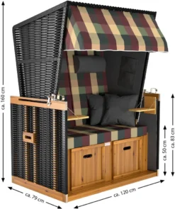 Sanzaro Strandkorb XL120 Cm Deluxe Zweisitzer Holz Und Poly-Rattan Volllieger 4 X Kissen Klappbare Rückenlehne 2 Personen Rot-Beige-Grün Karo 21 Sanzaro Strandkorb XL120 Cm Deluxe Zweisitzer Holz Und Poly-Rattan Volllieger 4 X Kissen Klappbare Rückenlehne 2 Personen Rot-Beige-Grün Karo -Grünwelt Exporteren Garten-Winkel 4181f867297fafeb8d63330678289066