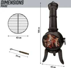 Jago® Terrassenofen Mit Funkenfluggitter - Aus Gußeisen Im Klassischen Design, 108cm Hoch, Inklusive Schürhaken, Funkenschutz - Vintage Gartenofen, Rustikaler Look, Gartenkamin, Feuerstelle, Feuerkorb -Grünwelt Exporteren Garten-Winkel 41c1c003a91e2f0db1b57ff1a05f5afb