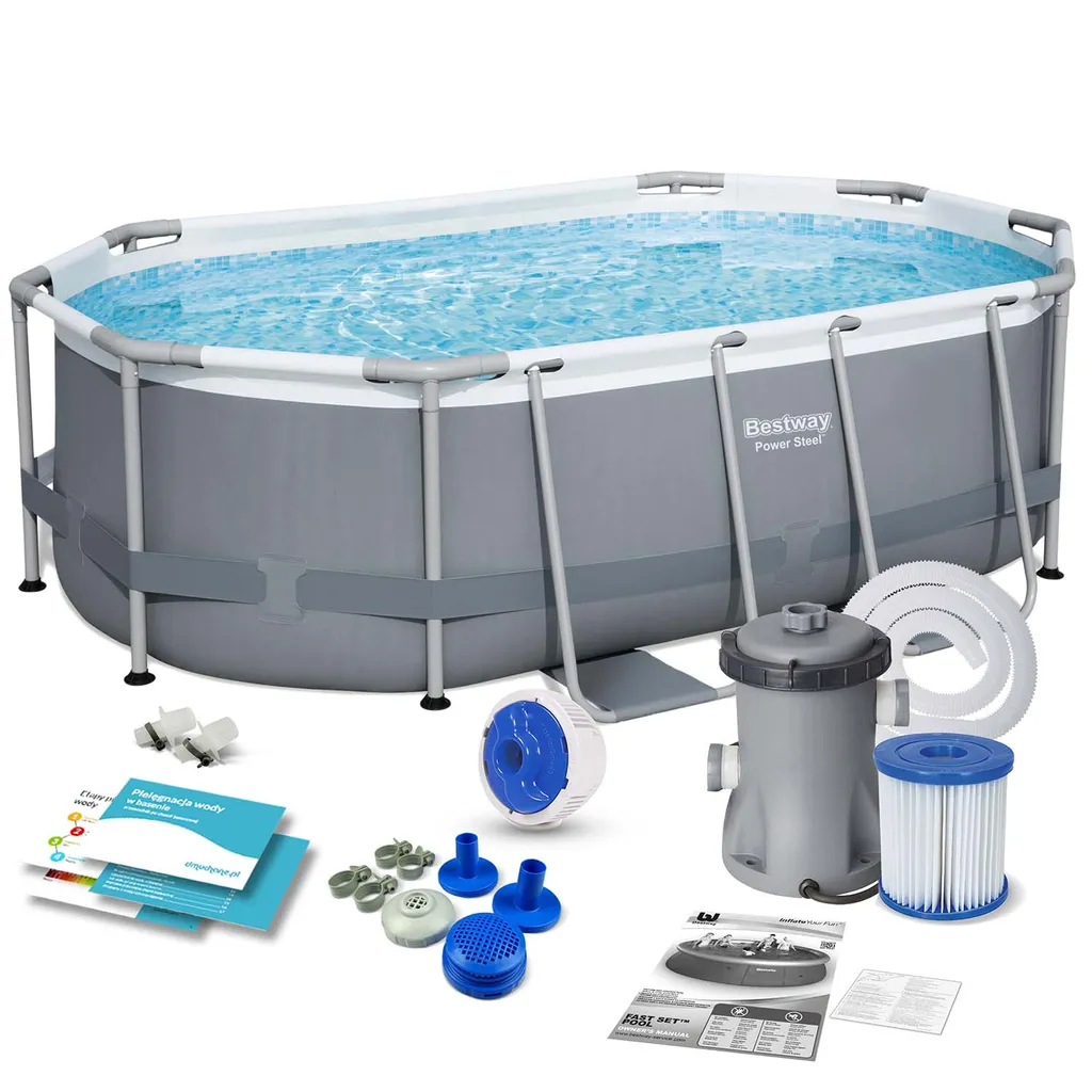 Bestway 5614A Power Steel Ovaler Oberirdischer Pool 305x200x84cmHöhe (cm): 84, Breite (cm): 305, Zusammensetzung: PVC, Länge (cm): 200, Gestalten: Oval, Maße: 3 - 3,99 M, Filterpumpe: 58381 7 Bestway 5614A Power Steel Ovaler Oberirdischer Pool 305x200x84cmHöhe (cm): 84, Breite (cm): 305, Zusammensetzung: PVC, Länge (cm): 200, Gestalten: Oval, Maße: 3 - 3,99 M, Filterpumpe: 58381 – Bild 7