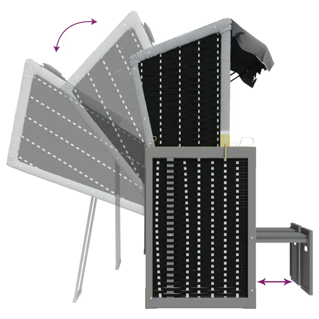 VidaXL Strandkorb Mit Kissen Poly Rattan Massivholz Anthrazit Schwarz 8 VidaXL Strandkorb Mit Kissen Poly Rattan Massivholz Anthrazit Schwarz – Bild 8