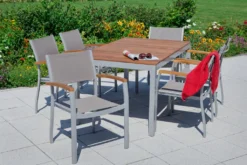 Merxx Gartenmöbelset "Naxos" 7tlg. - Aluminiumgestell Mit Textilbespannung Grau - 50214-309
