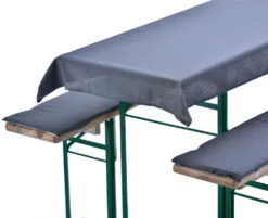 Auflagenset Für Bierzeltgarnitur Uni In Grau Biertischdecke 240 X 90 Cm (für 220 X 70 Cm Biertische) + 2 Gepolsterte Bierbankauflagen 220 X 25 Cm -Grünwelt Exporteren Garten-Winkel 437d2b473ec2146438b622aed9364e9a