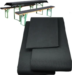 JEMIDI Bierbankauflagen Set 3-teilig - 90x240cm - Sitzkissen Und Tischdecke Für 70er Bierzeltgarnitur - Bierbank Auflagen Set - Schwarz -Grünwelt Exporteren Garten-Winkel 446a82948ea3a57d0013219dd5917a49