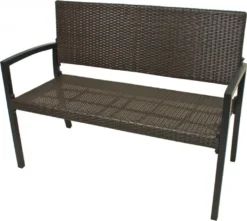 Garden Pleasure Parkbank Sanremo Rattan Optik Garten Bank Sitzbank Möbel Coffee