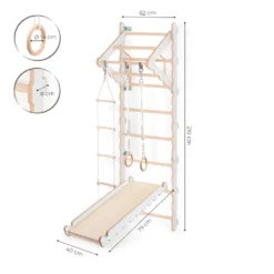 MAMOI® Klettergerüst Indoor, Sprossenwand Für Kinderzimmer Mit Rutsche, Turnringe Kinder Für Klettern, Kletterwand Und Spielgeräte, Turngeräte Mit Klimmzugstange Für Drinnen, Sportgeräte Ab 3 Jahren -Grünwelt Exporteren Garten-Winkel 449f6d0718c4cb6c310c8a0dc0a69d7f