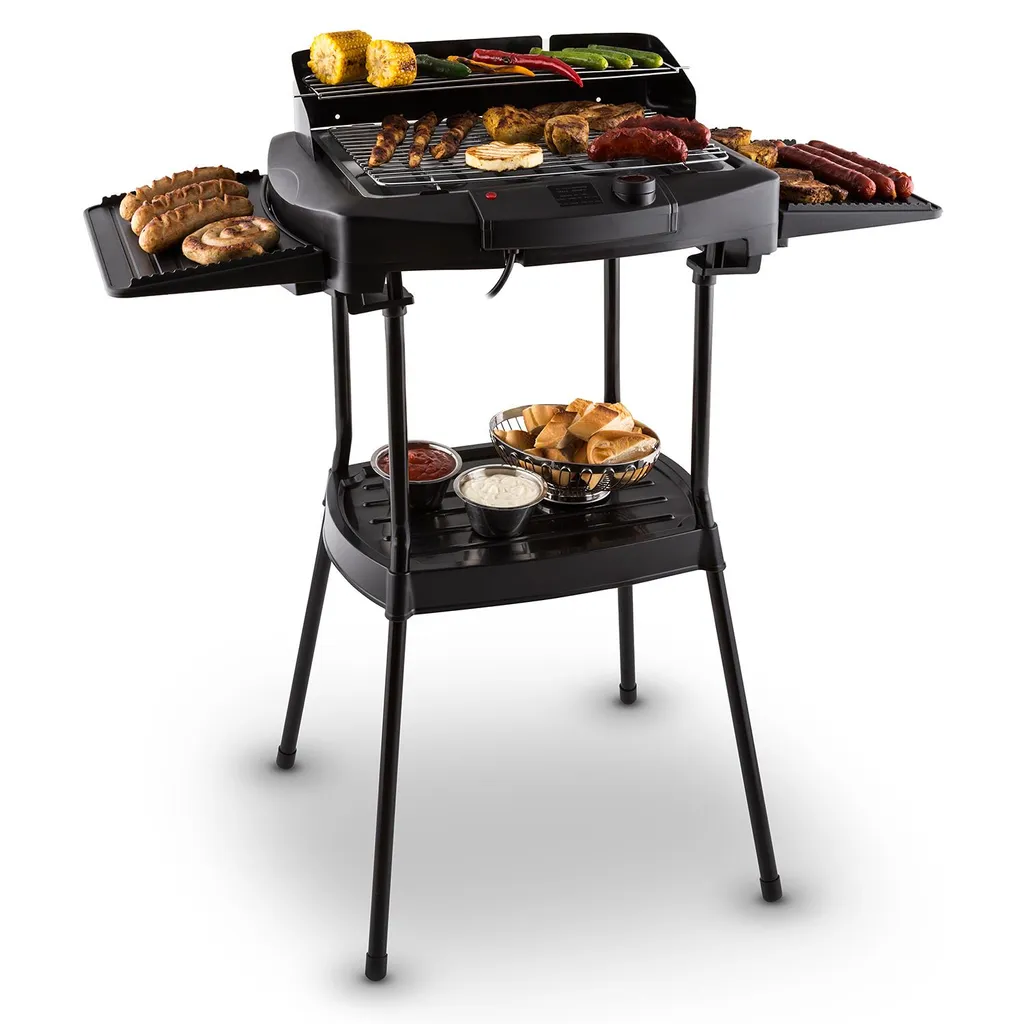 OneConcept Dr. Beef II Elektrogrill, Nutzbar Als Standgrill Oder Tischgrill, In - Und Outdoor Edition, Große Grillfläche, Bis 2000 W, Inkl. Standfuß, Thermostatstufenlos Regelbar, Schwarz 1 OneConcept Dr. Beef II Elektrogrill, Nutzbar Als Standgrill Oder Tischgrill, In - Und Outdoor Edition, Große Grillfläche, Bis 2000 W, Inkl. Standfuß, Thermostatstufenlos Regelbar, Schwarz