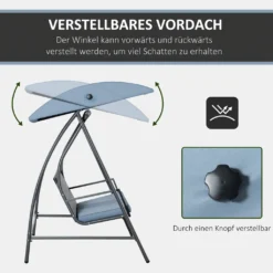 Outsunny Hollywoodschaukel Gartenschaukel 3-Sitzer Mit Dach Polyrattan+Metall Grau 198 X 124 X 179 Cm -Grünwelt Exporteren Garten-Winkel 44e5f6bb69a173041306f5bb34edaf95