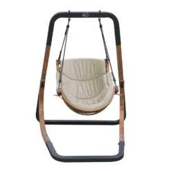 AXI Capri Hängestuhl Mit Gestell Aus Holz | Hängesessel / Hängeschaukel Beige Für Den Garten | Outdoor Lounge Stuhl Für 1 Person | Belastbar Bis 150 Kg -Grünwelt Exporteren Garten-Winkel 454e96c92b3121c16c51b128fce1997f